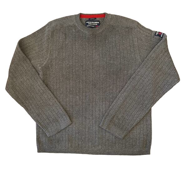 Vintage Abercrombie Fitch Y2K Sweater Mens XL Muscle Crewneck Ribbed Patch Logo - Picture 2 of 11